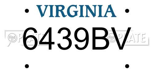 6439BV Virginia License Plate