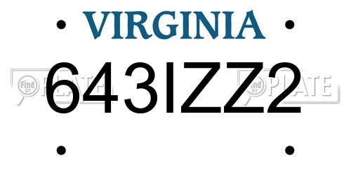643IZZ2 Virginia License Plate