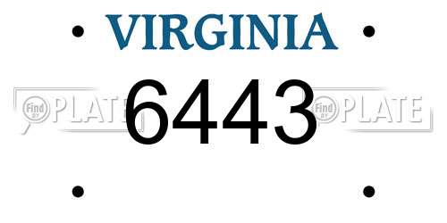 6443 Virginia License Plate