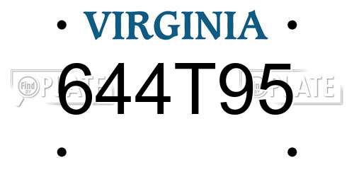 644T95 Virginia License Plate