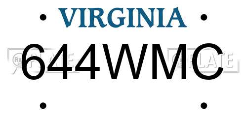 644WMC Virginia License Plate