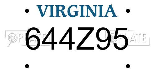 644Z95 Virginia License Plate