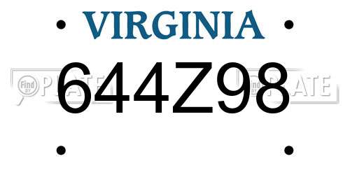644Z98 Virginia License Plate