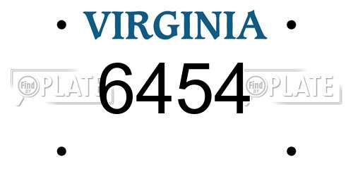 6454 Virginia License Plate