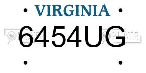 6454UG Virginia License Plate