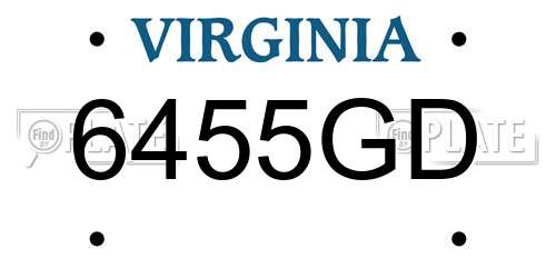6455GD Virginia License Plate
