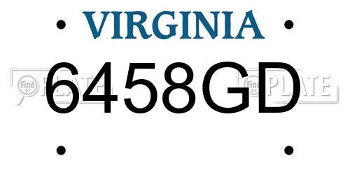 6458GD Virginia License Plate