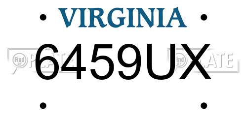 6459UX Virginia License Plate