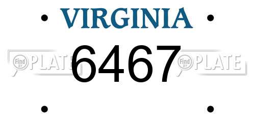 6467 Virginia License Plate