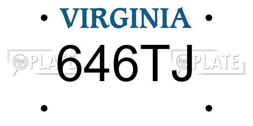 646TJ Virginia License Plate