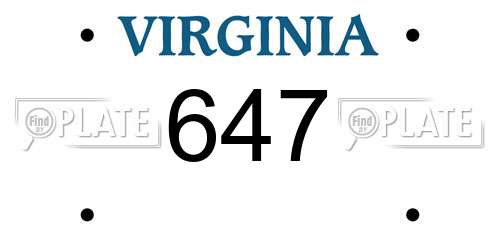 647 Virginia License Plate
