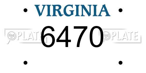 6470 Virginia License Plate