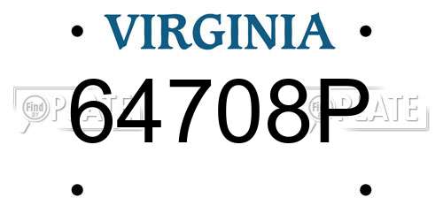 64708P Virginia License Plate