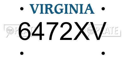 6472XV Virginia License Plate