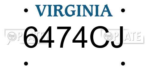 6474CJ Virginia License Plate