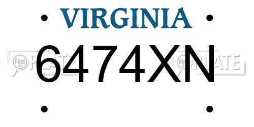 6474XN Virginia License Plate