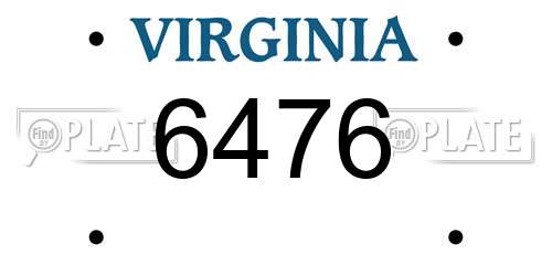 6476 Virginia License Plate