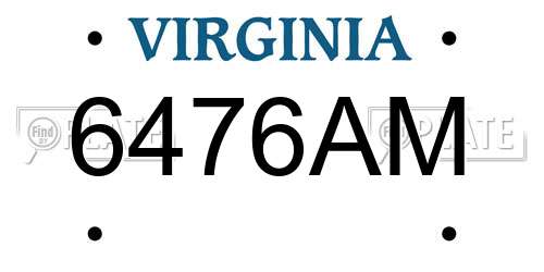 6476AM Virginia License Plate