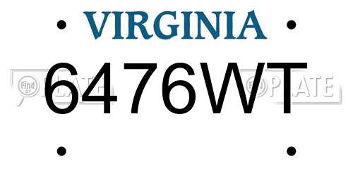 6476WT Virginia License Plate