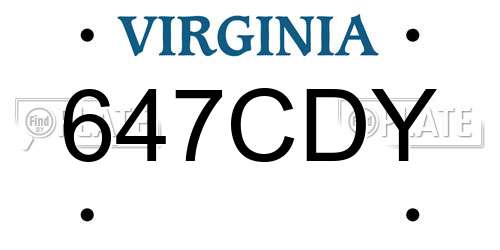 647CDY Virginia License Plate