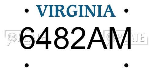 6482AM Virginia License Plate