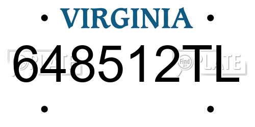 648512TL Virginia License Plate