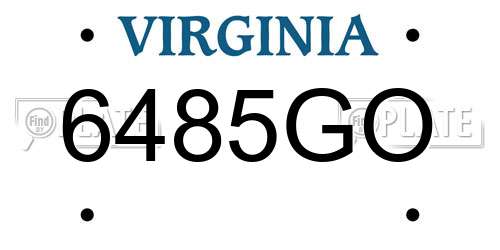 6485GO Virginia License Plate