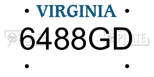 6488GD Virginia License Plate