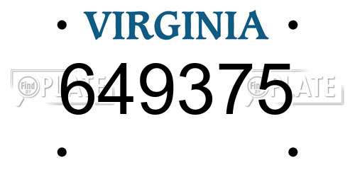 649375 Virginia License Plate