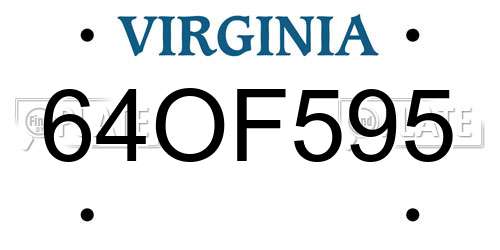 64OF595 Virginia License Plate
