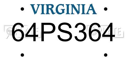 64PS364 Virginia License Plate