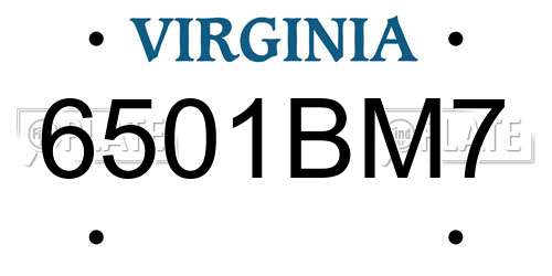 6501BM7 Virginia License Plate