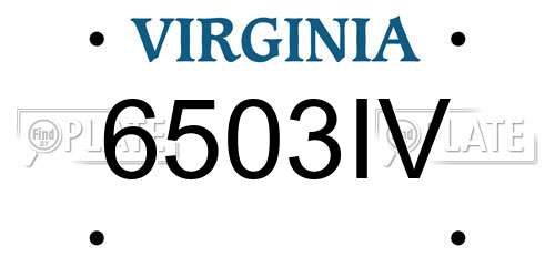6503IV Virginia License Plate