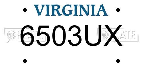 6503UX Virginia License Plate