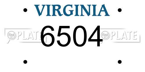 6504 Virginia License Plate