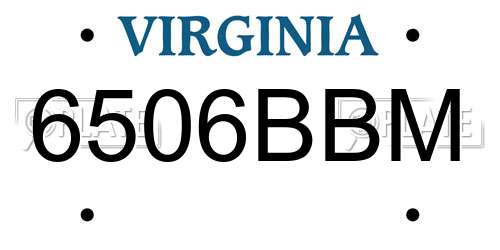 6506BBM Virginia License Plate