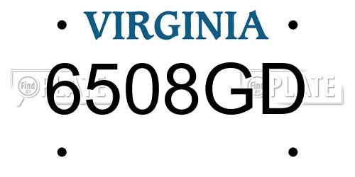 6508GD Virginia License Plate