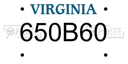 650B60 Virginia License Plate