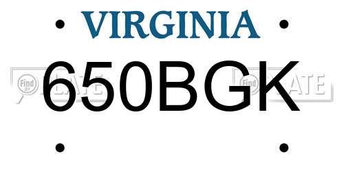 650BGK Virginia License Plate