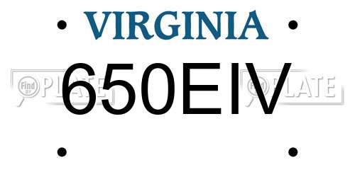 650EIV Virginia License Plate