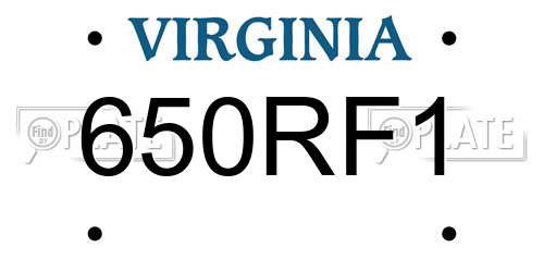 650RF1 Virginia License Plate