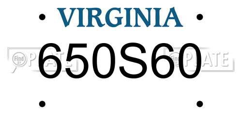 650S60 Virginia License Plate
