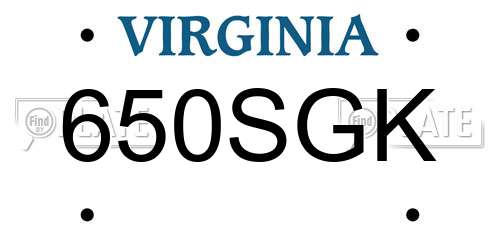 650SGK Virginia License Plate
