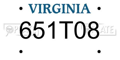 651T08 Virginia License Plate