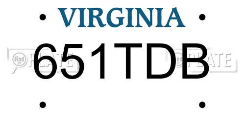 651TDB Virginia License Plate