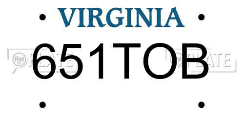 651TOB Virginia License Plate