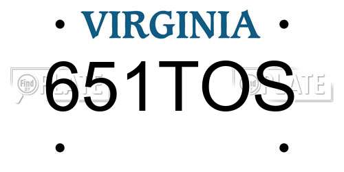 651TOS Virginia License Plate