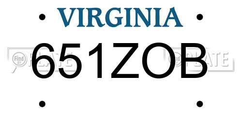 651ZOB Virginia License Plate