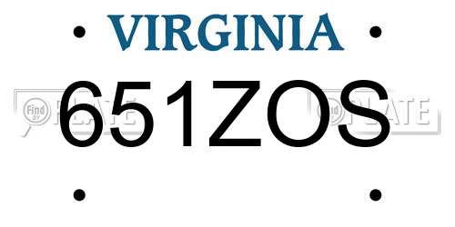 651ZOS Virginia License Plate