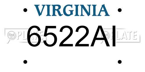 6522AI Virginia License Plate